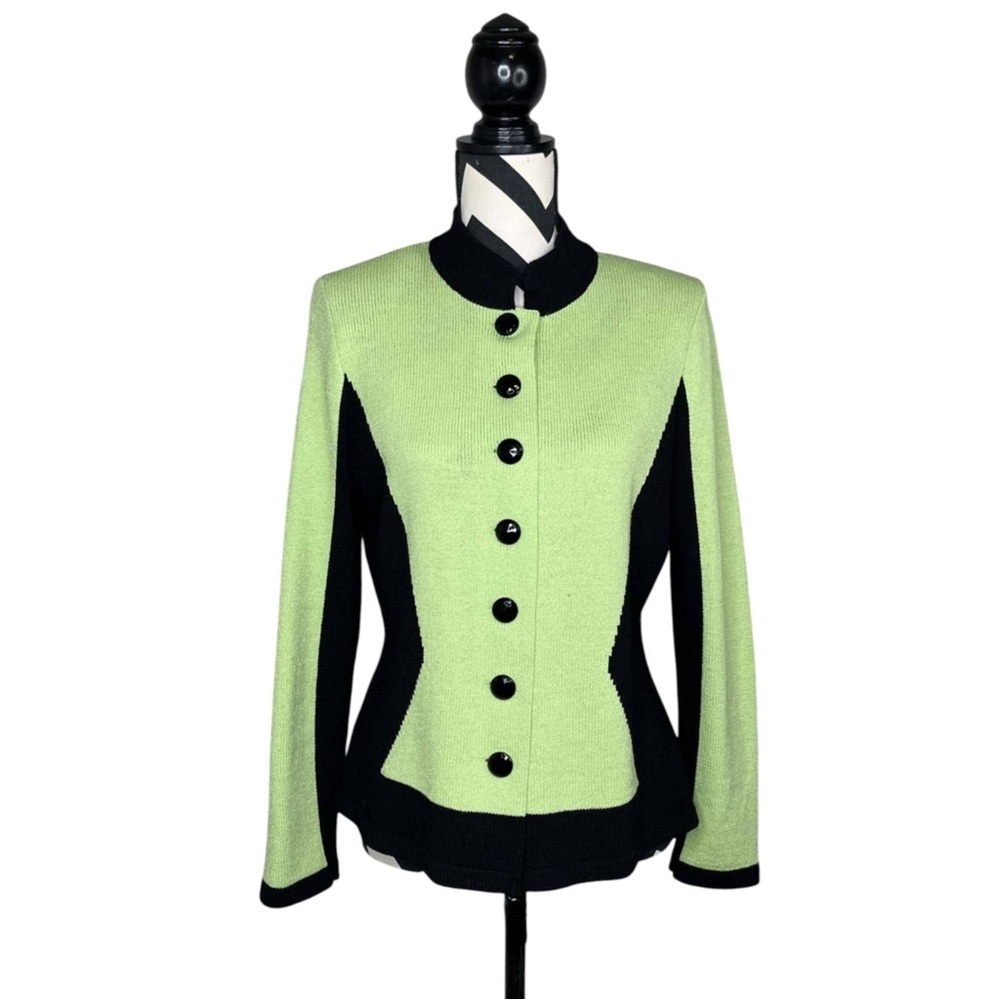 The Michael Collection Sz M Wool Blend Y2K Colorblock Business Casual Cardigan